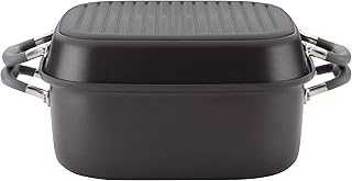 11-Inch Gray Hard Anodized Nonstick Grill Pan