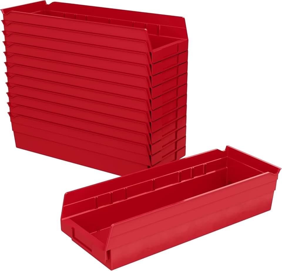 Heavy Duty Plastic Storage Bins, 12-Pack