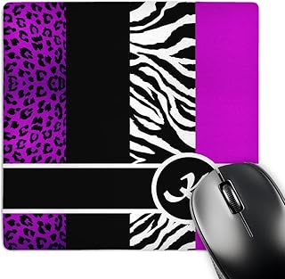 Elegant animal print purple monogram mouse pad