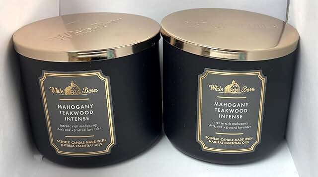 White Barn 3-Wick Mahogany Teakwood Candle Pack of 2