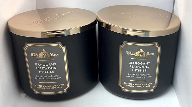 White Barn 3-Wick Mahogany Teakwood Candle Pack of 2