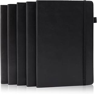Set of 5 dotted hardcover notebooks with pen loop