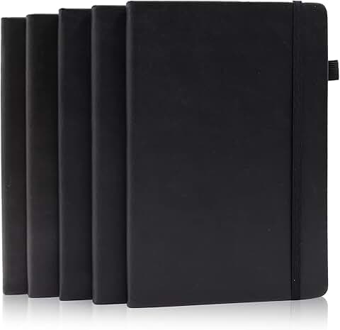 Set of 5 dotted hardcover notebooks with pen loop