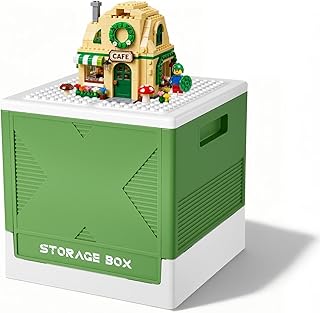 Foldable Toy Storage Bin with Baseplate Lid