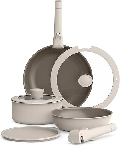8-Piece Nonstick Cookware Set with Removable Handles