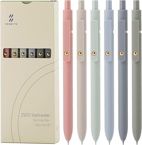 Set of 6 black gel pens, 0.5mm fine tip, quick dry