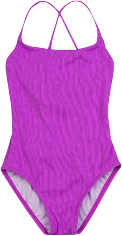 Pink ribbed one-piece swimsuit for girls and toddlers