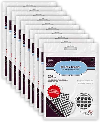 Black 3D Foam Squares, 1/4 Inch, 308 Pack