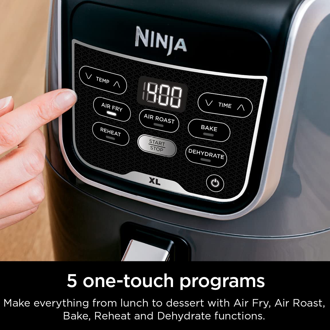 Ni AF150AMZ Air Fryer XL, 5.5 Qt. Capacity that ca ir Fry, Air Roast, Bake, Reheat & Dehydrate, with Dishwasher Safe, Nonstick Basket & Crisper Plate and a Chef-Inspired Recipe Guide, Grey