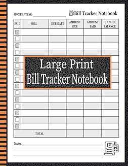 Large Print Monthly Bill Payment Organizer