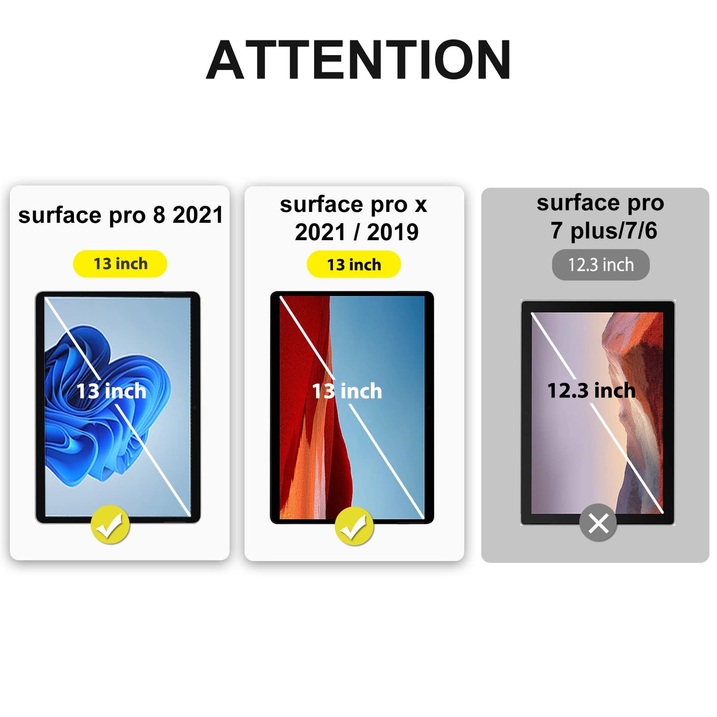 [2 Pack] Screen Protector Compatible with Surface Pro 8 2021 (13 Inch) / Surface Pro X 2021/2019, Tempered Glass Screen Protector Support Surface Pen