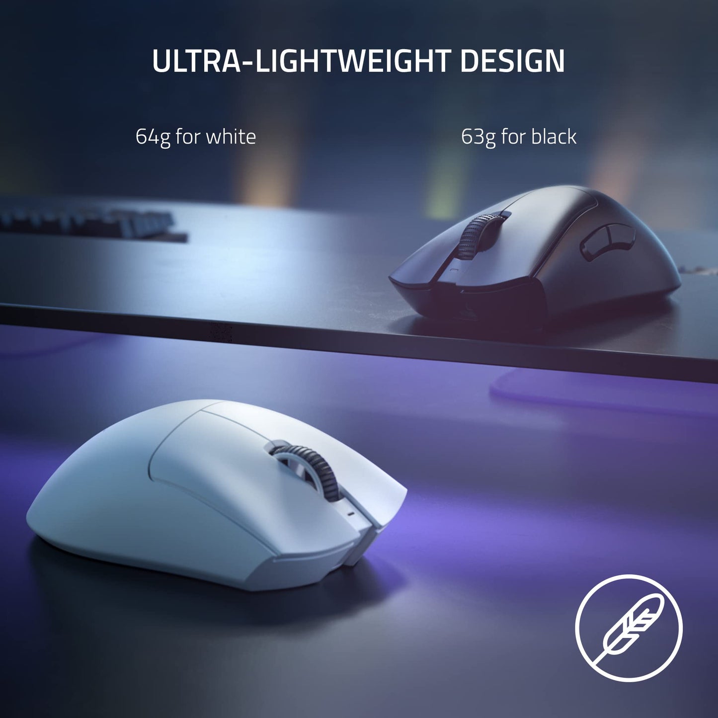 DeathAdder V3 Pro Wireless Gaming Mouse: 64g Ultra Lightweight - Focus Pro 30K Optical Sensor - Fast Optical Switches Gen-3 - HyperSpeed Wireless - 5 Programmable Buttons - 90 Hr Battery - White
