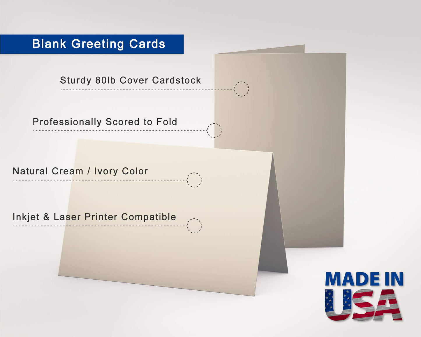 Heavyweight Small Cream Greeting Card Sets with Envelopes
