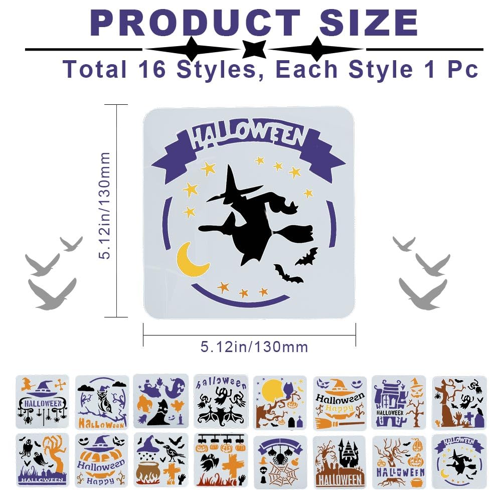 5 Inch 16 Styles Pumpkin Ghosts Bats Spider Web Templates