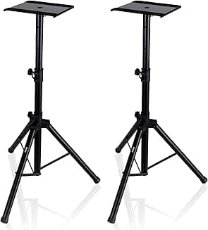 Adjustable Dual Speaker Stand with Metal Base
