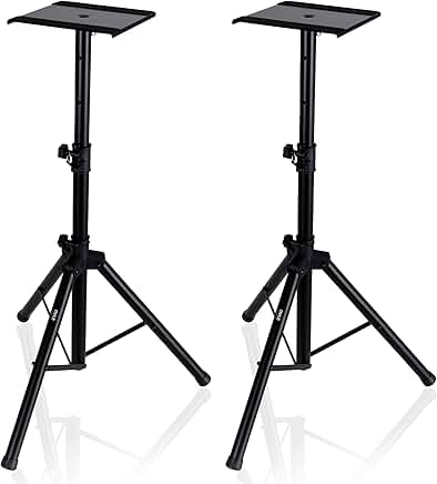 Adjustable Dual Speaker Stand with Metal Base
