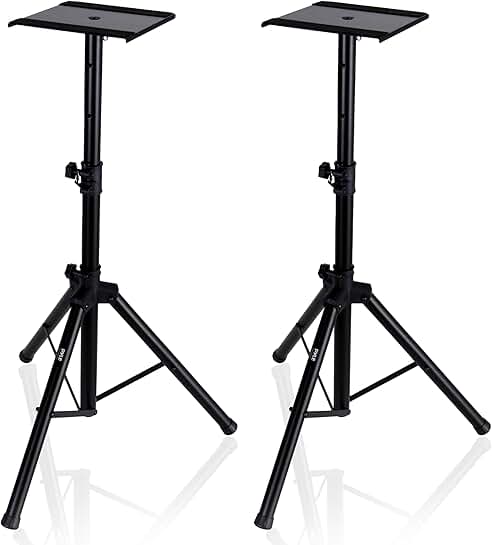 Adjustable Dual Speaker Stand with Metal Base