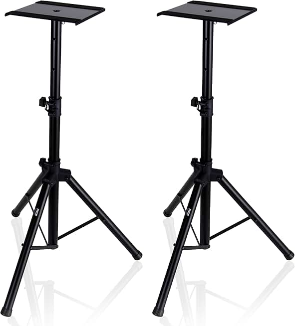 Adjustable Dual Speaker Stand with Metal Base