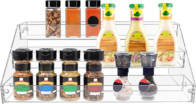 3-Tier Clear Acrylic Spice Rack for Kitchen Storage