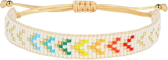 Rainbow Arrow Beaded Charm Bracelet