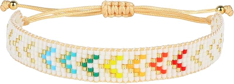 Rainbow Arrow Beaded Charm Bracelet