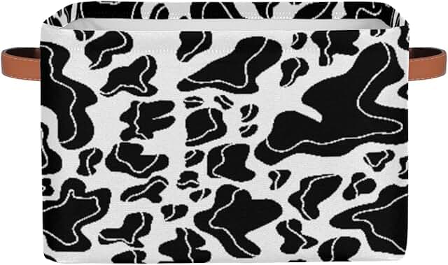 Kids Cow Print Collapsible Storage Bin with Handle