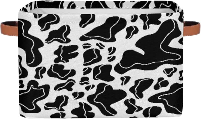 Kids Cow Print Collapsible Storage Bin with Handle