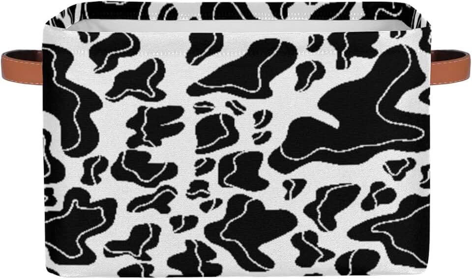 Kids Cow Print Collapsible Storage Bin with Handle