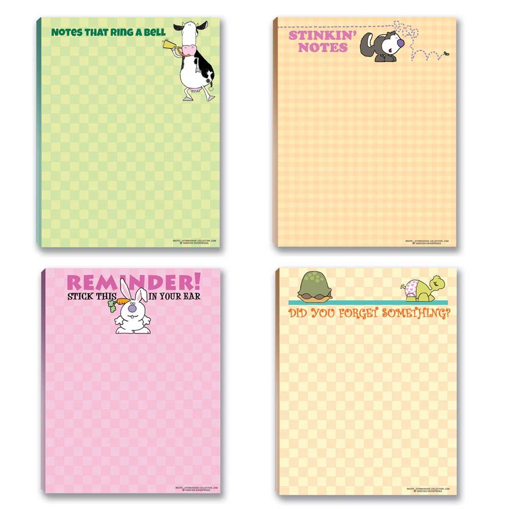 Set of four funny small notepads for office or gift
