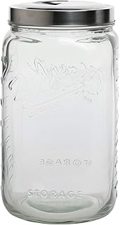 Large Clear Glass Food Storage Canister with Pop Up Lid