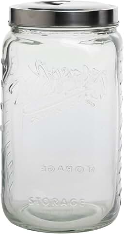 Large Clear Glass Food Storage Canister with Pop Up Lid