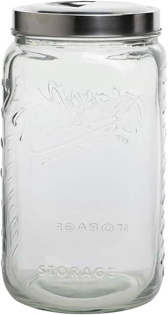 Large Clear Glass Food Storage Canister with Pop Up Lid