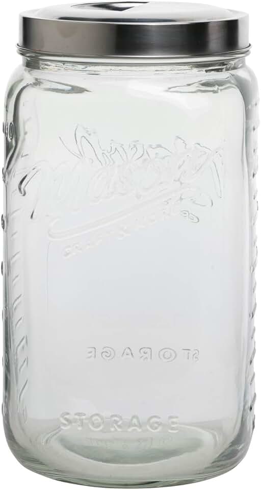 Large Clear Glass Food Storage Canister with Pop Up Lid