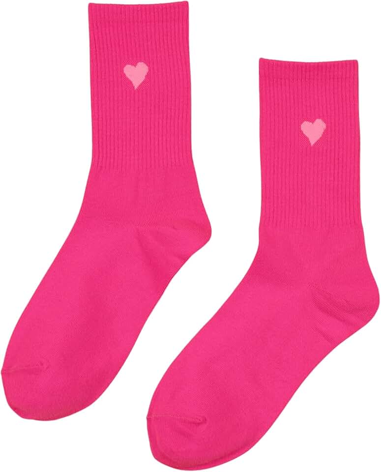 Women's Casual Heart Print Crew Socks