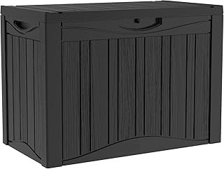 45-Gallon Lockable Resin Deck Box for Outdoor Storage