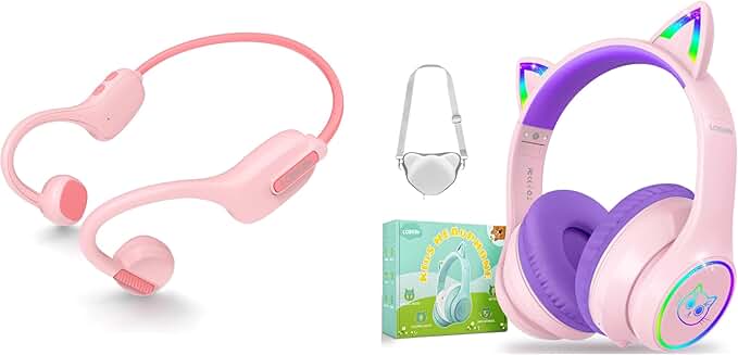 Kids Bluetooth Over Ear Headphones with Mic and LED Lights