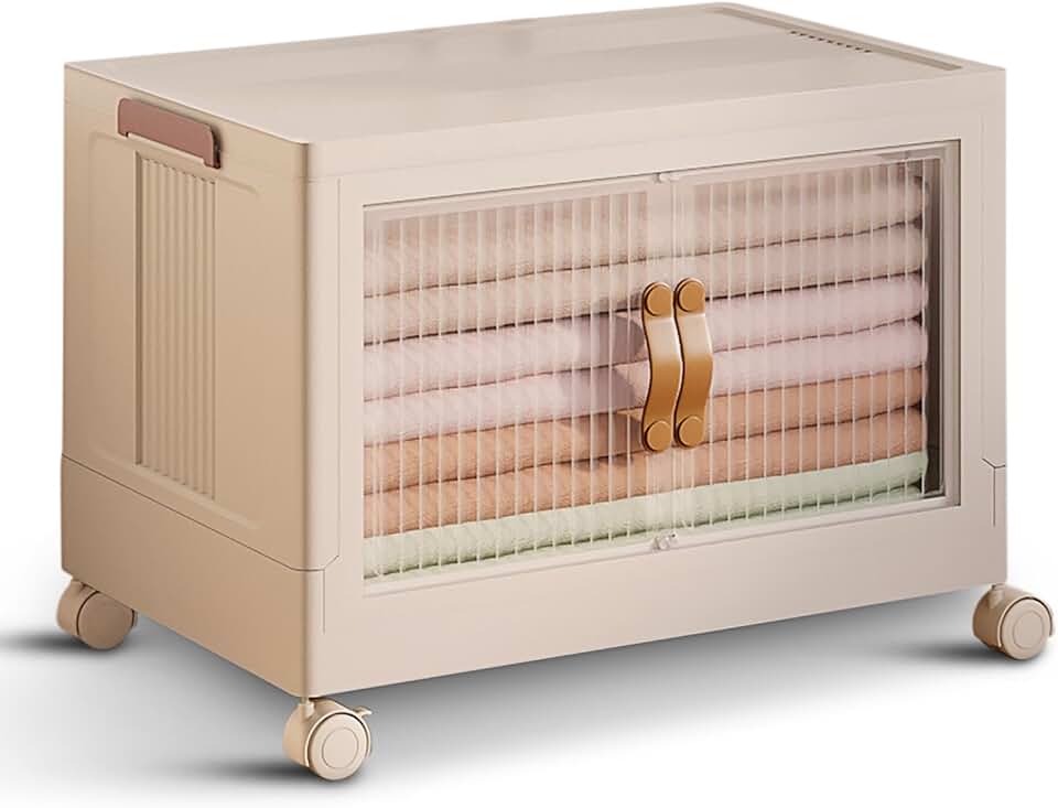 Stackable Plastic Storage Bins with Wheels and Lids