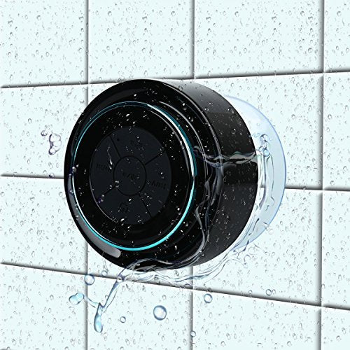 Bluetooth Shower Speakers, Portable Wireless Waterproof Speaker with Suction Cup, Pairs Easily to Phones, Tablets, Computer (Black & Blue)