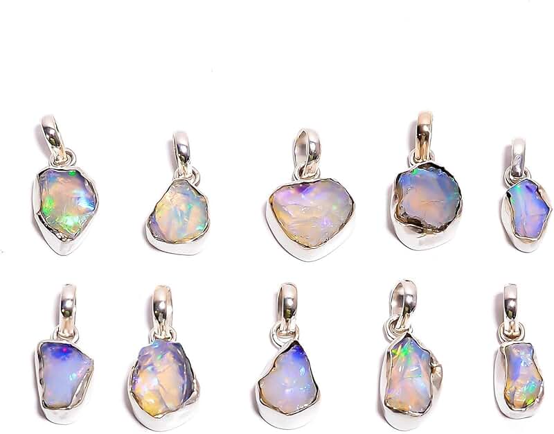Ethiopian Opal Crystal Pendant in Silver