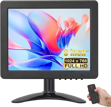 8-Inch Small HDMI Monitor with Speakers and Remote