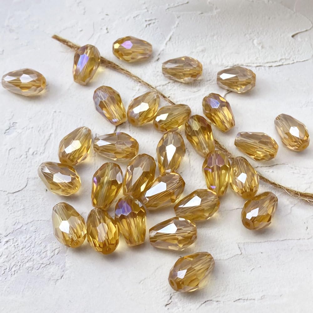 50 Pcs Crystal Teardrop Beads for Jewelry Making