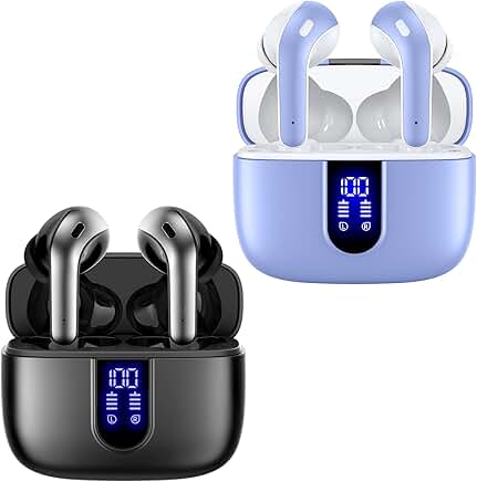 Purple and Black True Wireless Earbuds with Charging Case