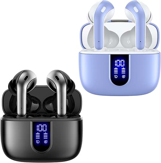 Purple and Black True Wireless Earbuds with Charging Case