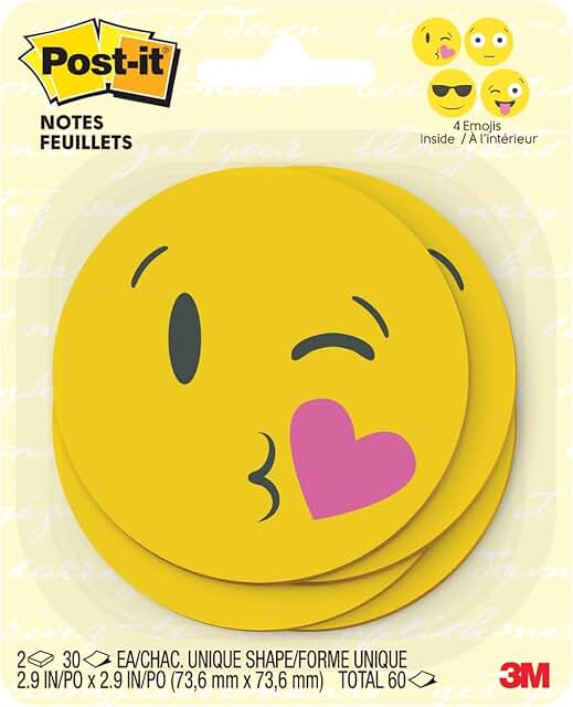 Printed Emoji Notes, 2 Pads, 30 Sheets Each