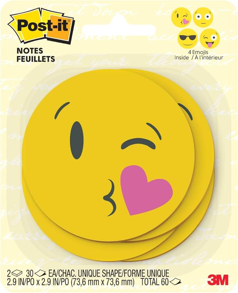 Printed Emoji Notes, 2 Pads, 30 Sheets Each