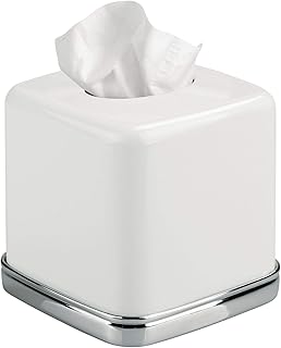Vintage Chrome and White Facial Tissue Box Cover