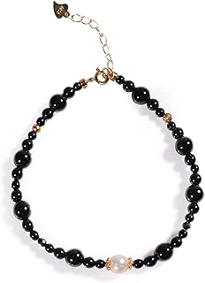 Elegant Black Onyx Pearl Beaded Silver Bracelet for Women