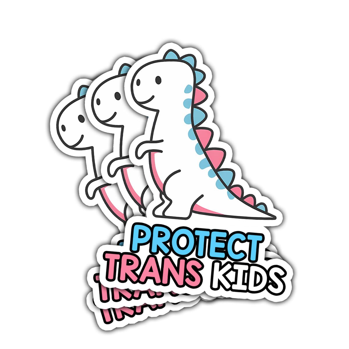 Set of 3 Trans Pride Dinosaur Stickers for Water Bottles and More