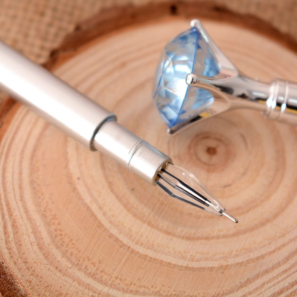 Set of 8 Kawaii Crystal Ballpoint Pens with Blue Ink