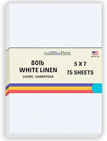 White Linen Cover Paper Sheets, 5x7 Inches
